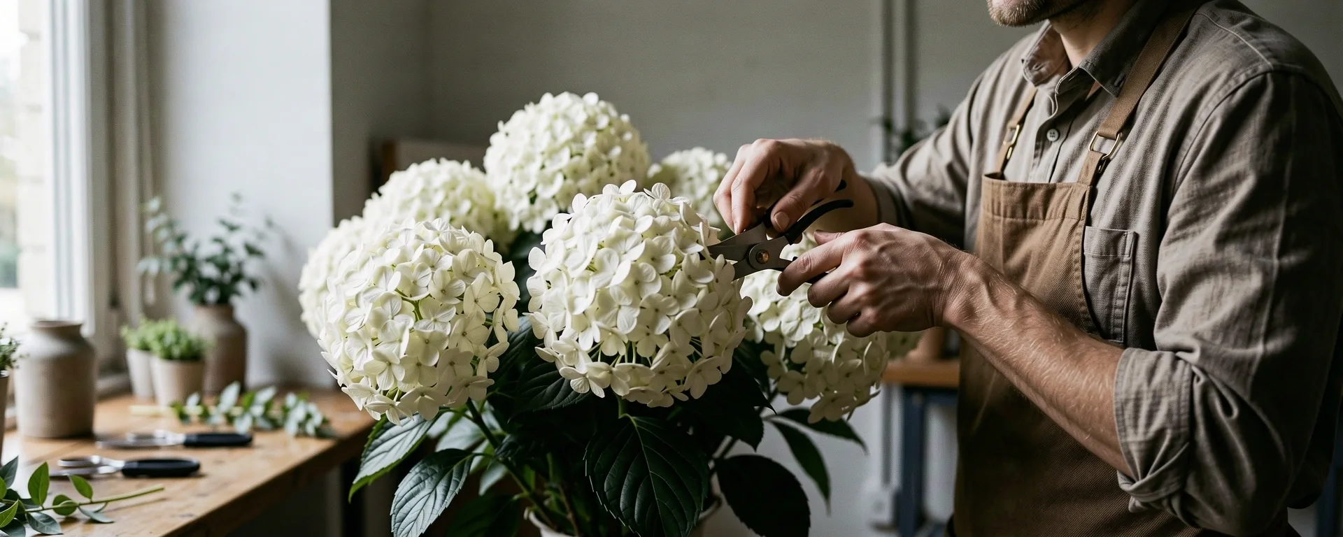 Smuk hvid buket fra Plenty Flowers